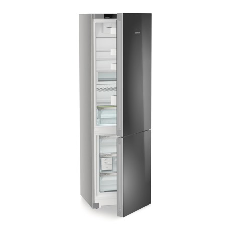 Combina frigorifica Liebherr CNgbc 5723 Plus, NoFrost, EasyFresh, 60 cm, 371 l, EasyTwist-Ice, DuoCooling, Display tactil, Clasa C, Black Glass